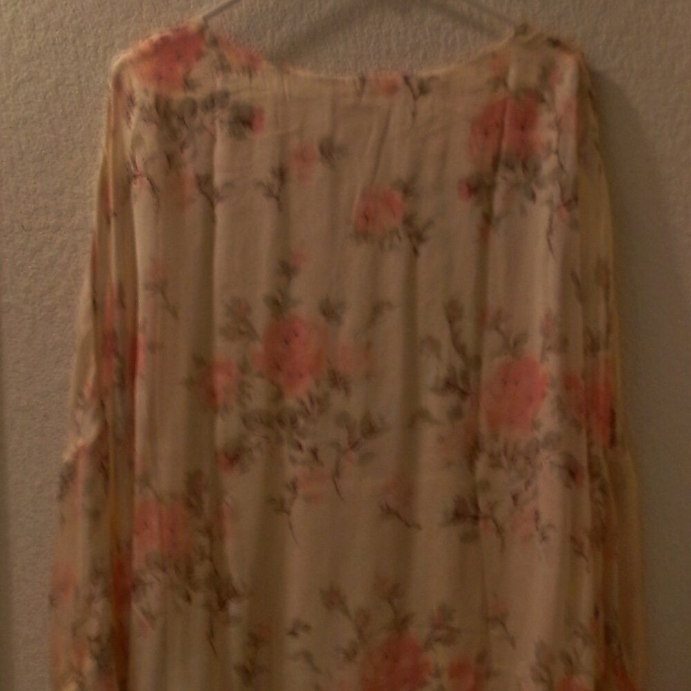 NWOTS, SUNDANCE, SIZE M, SHEER, SILK, LAYERED, DROP SHOULDER,  L SLEEVE, BLOUSE